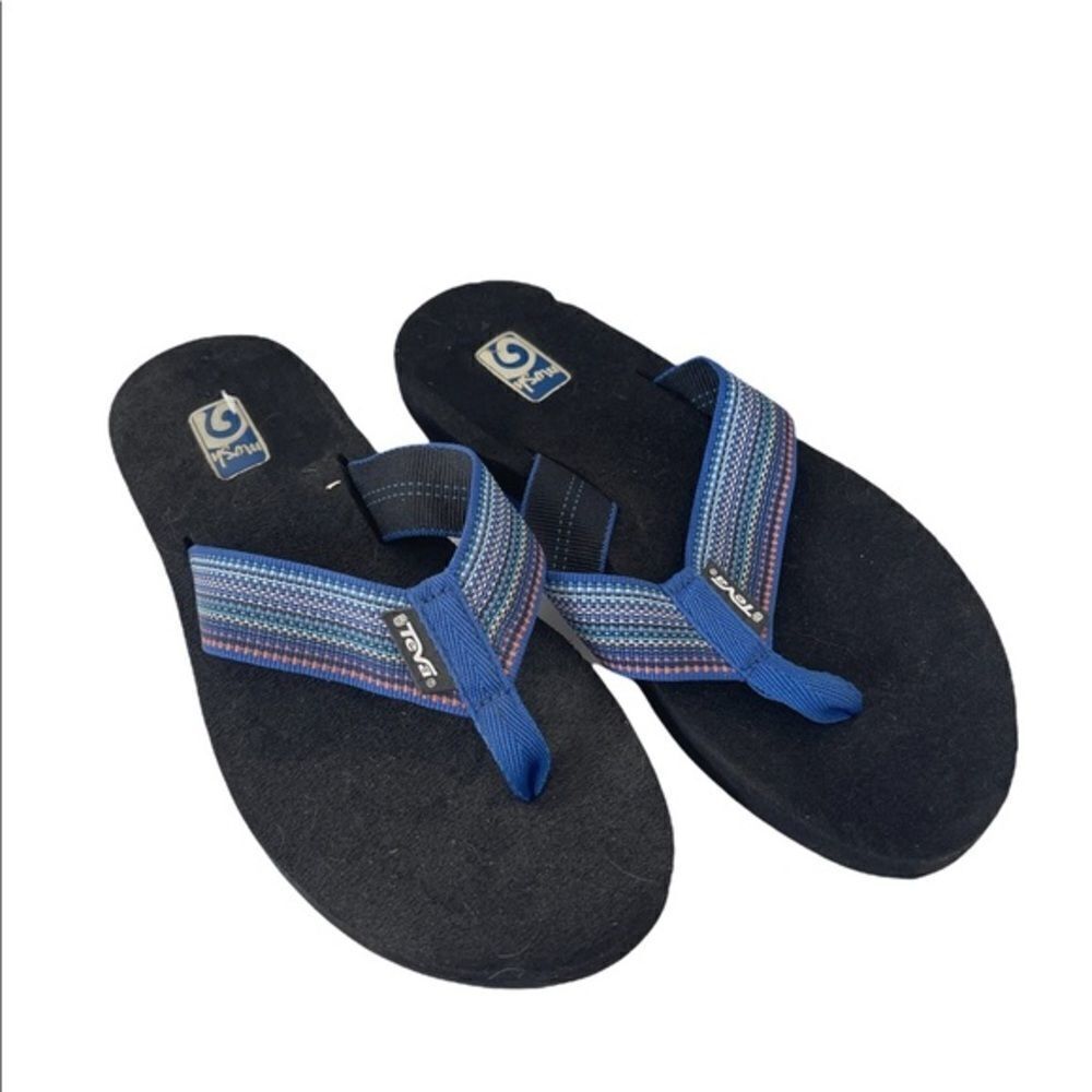 Teva Black and Blue Flip Flop Thong Sandals Women 5